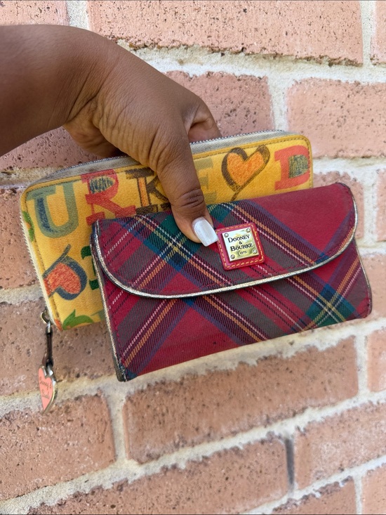 Dooney & Bourke Handbags - Dooney & Bourke Red Tartan Plaid Flap Wallet